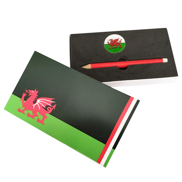 Welsh Ball Marker and Pencil Presentation Sleeve - golfprizes
